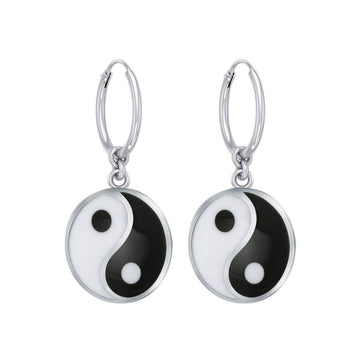 Small Yin Yang Silver Hoop Earrings TER2102 - Jewelry